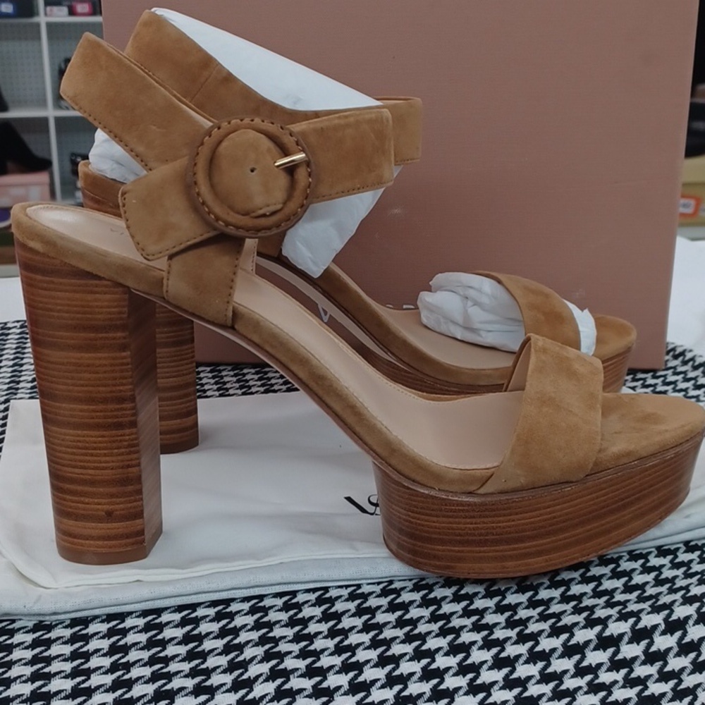 Via Spiga Ira Suede/Wood Platform NIB